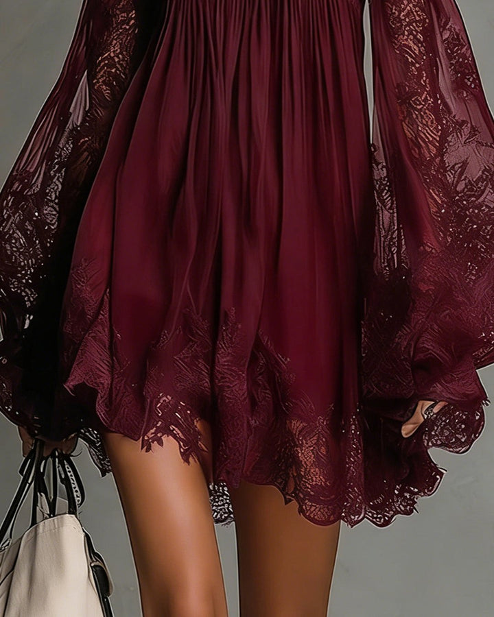 Persephonie | Navy Lace Chiffon Mini Dress
