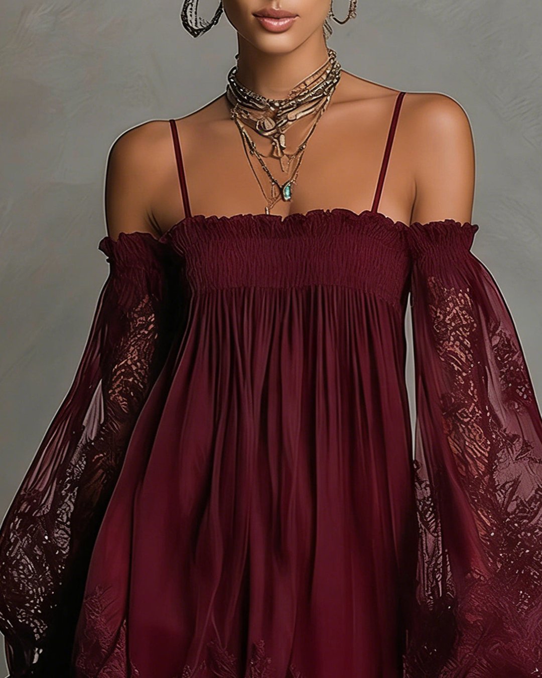 Persephonie | Navy Lace Chiffon Mini Dress