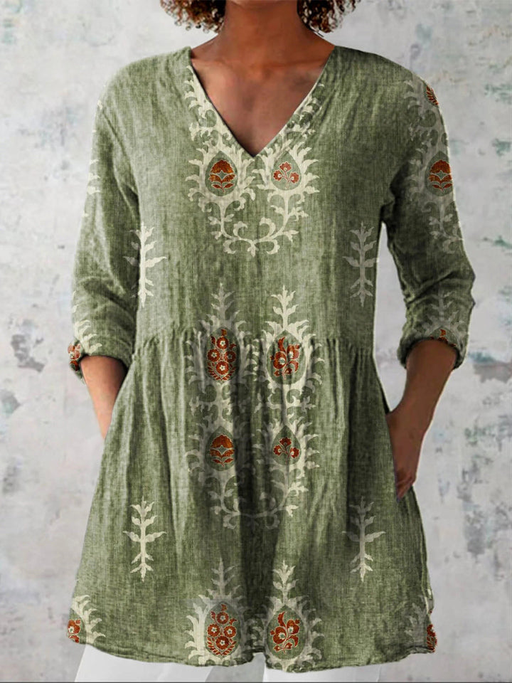Celia | Long Blouse with V-Neck