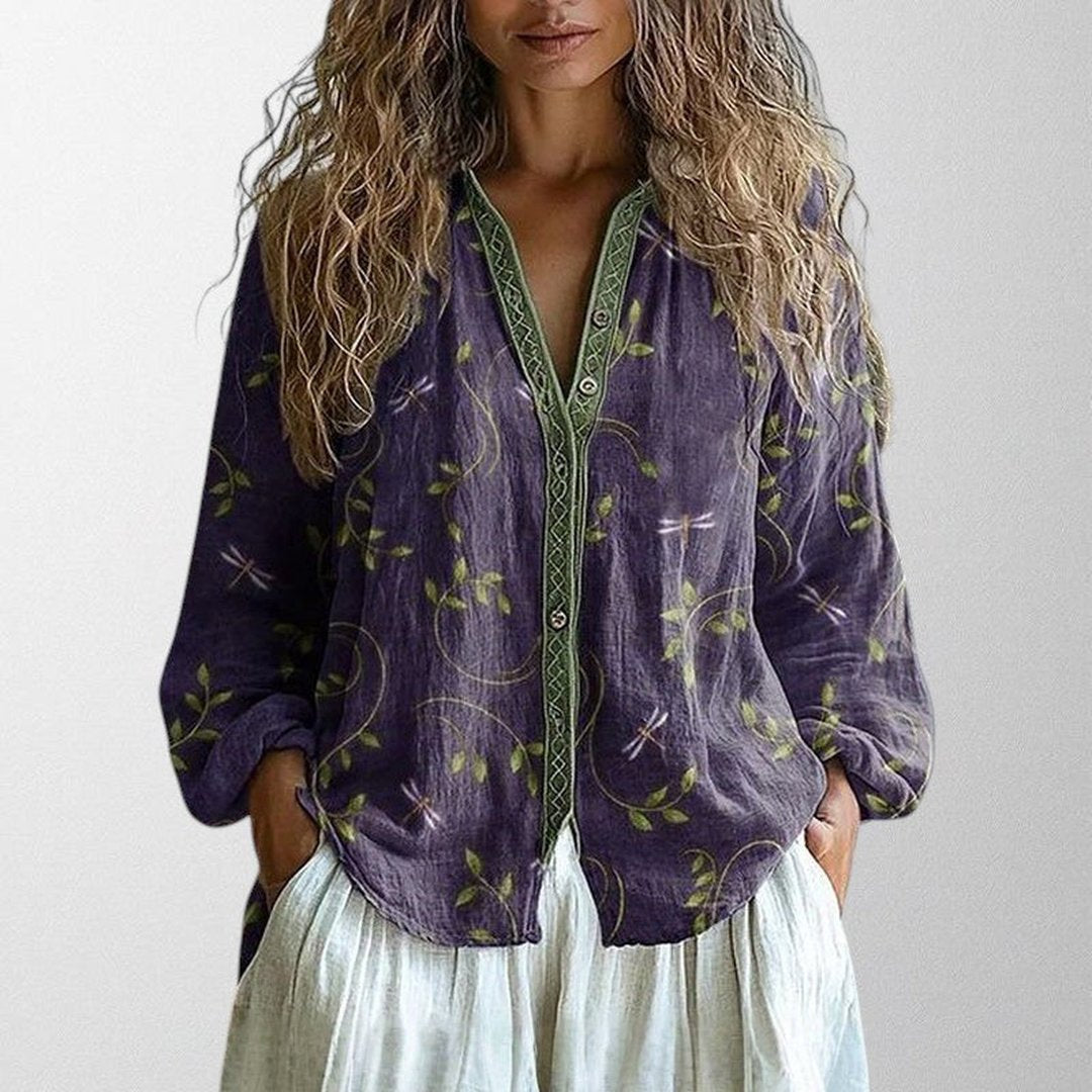 Verity | Vintage Blouse With Leaf Print