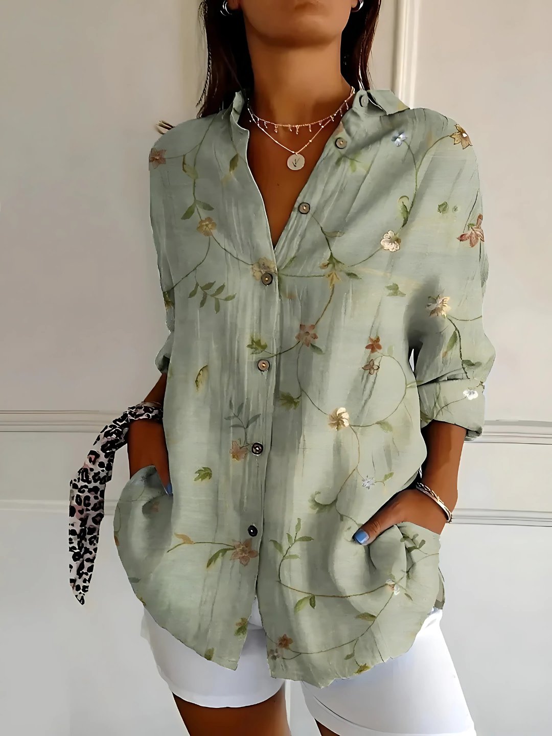 Nerida | Floral Wave Cotton Blouse