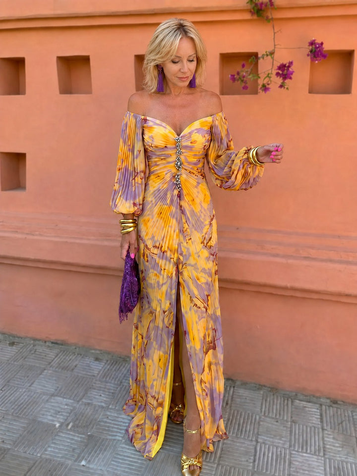 Thomasina | Long Floral Deep-V Dress