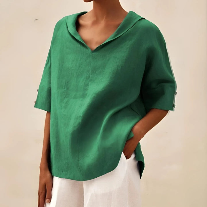 Novella | V-Neck Casual Linen Shirt