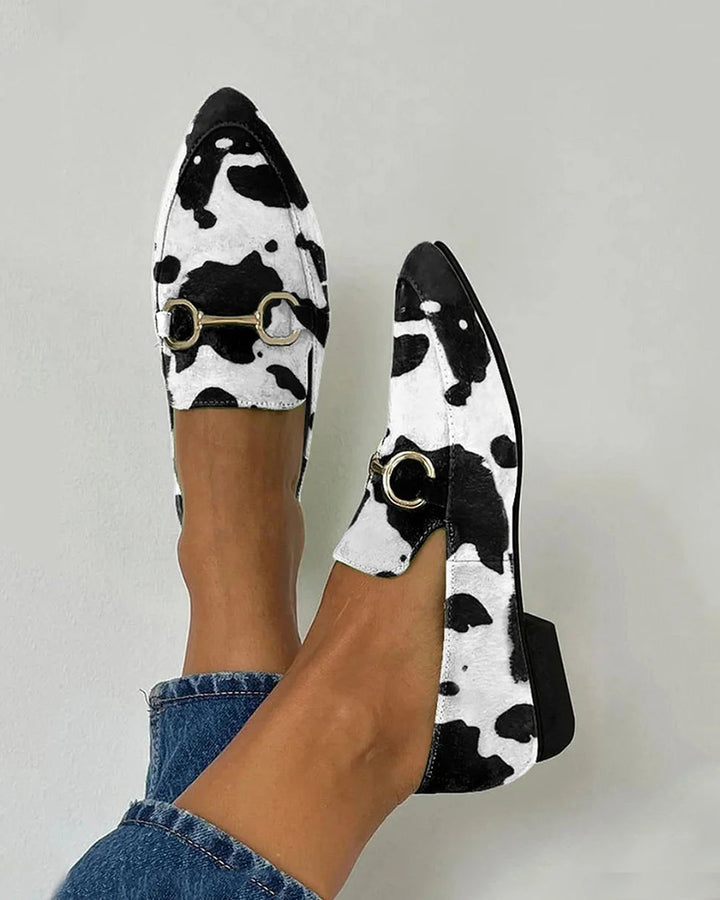 Rosalee | Printed Loafers with Buckle Detail