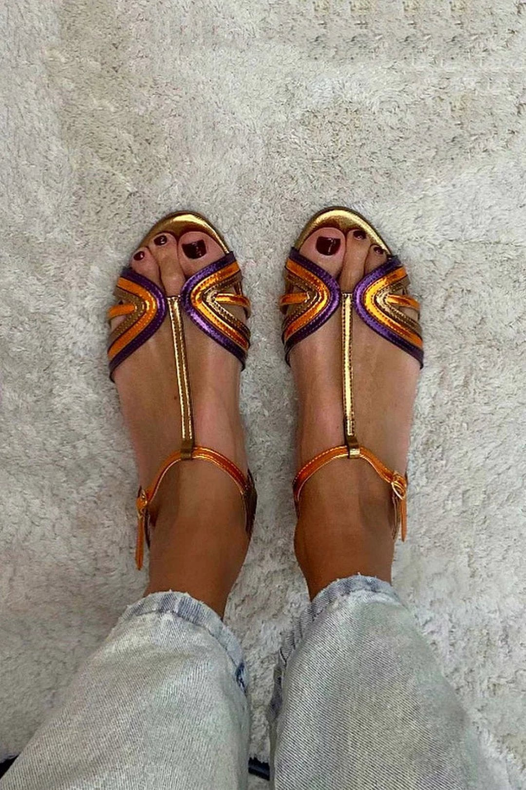 Earnestine | Buckle Sandals With Colour Strap