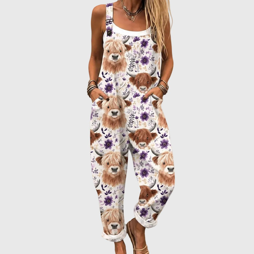 Marissa | Cows and Flowers Overalls