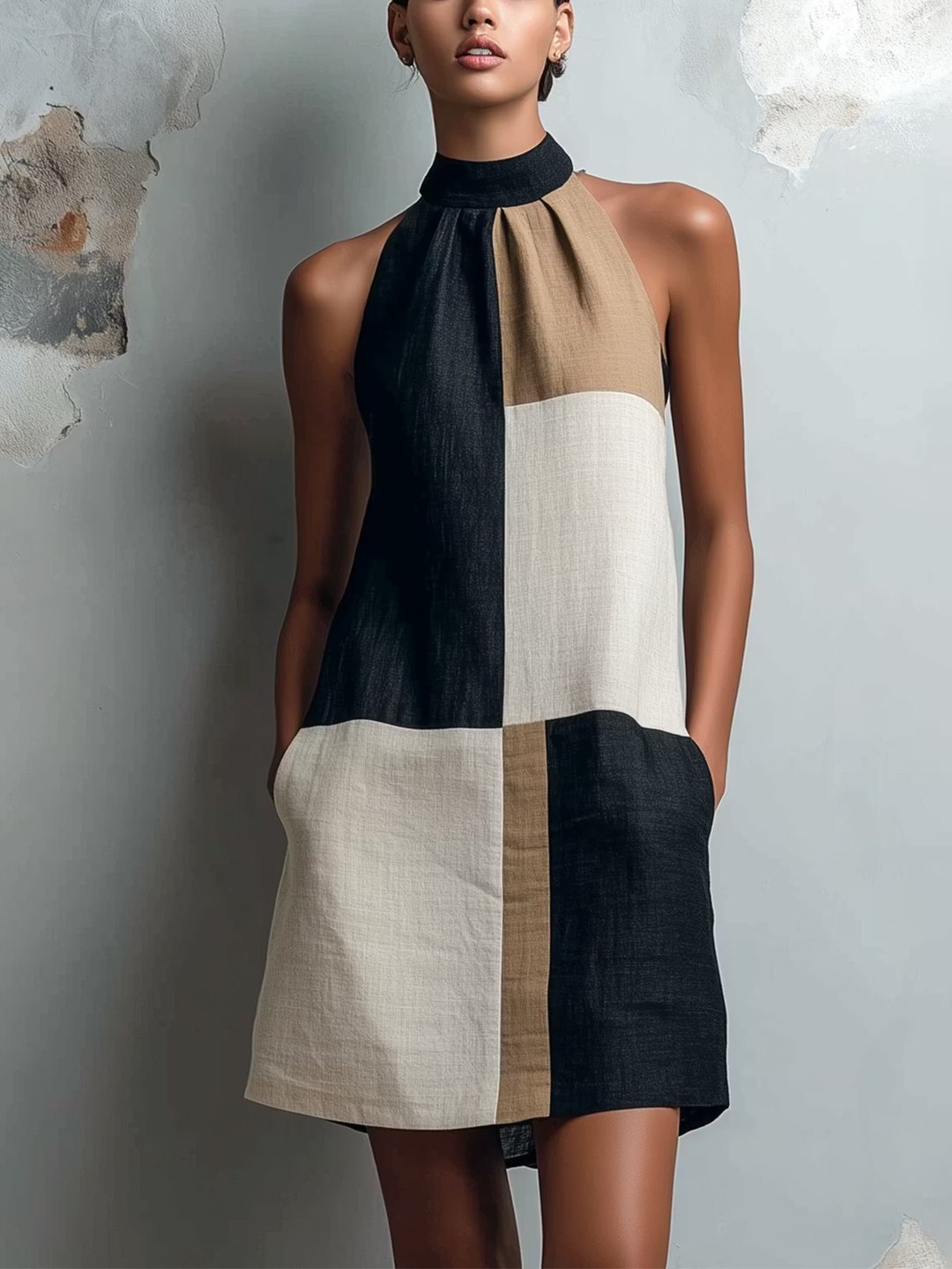 Dagmar | Colorblock Halter Mini Dress