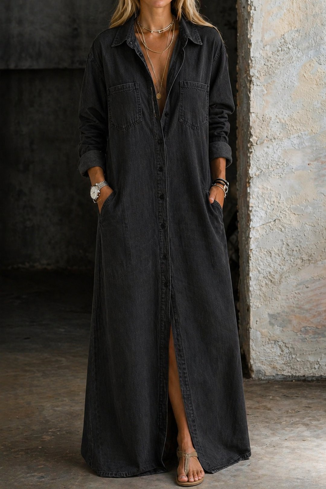 Orlene | Denim Button Down Dress