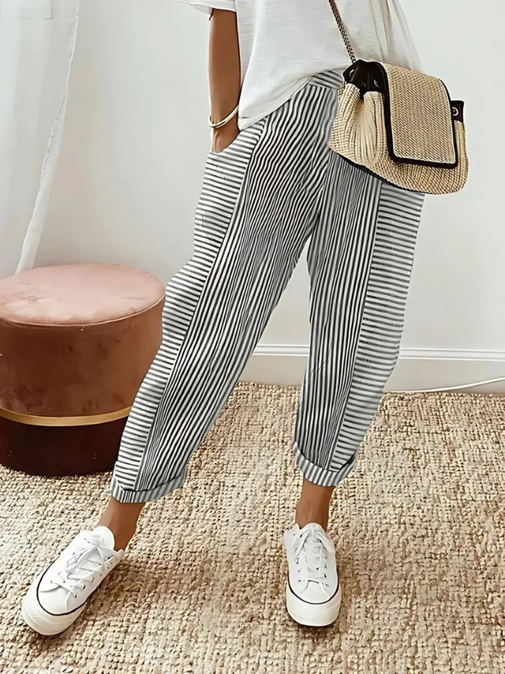 Hortensia | Striped Cotton Pants
