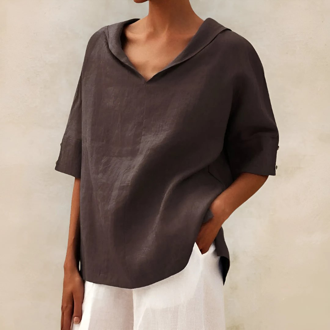 Novella | V-Neck Casual Linen Shirt