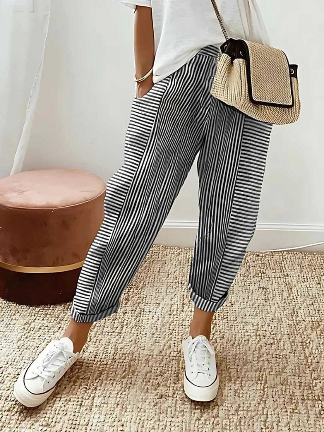 Hortensia | Striped Cotton Pants