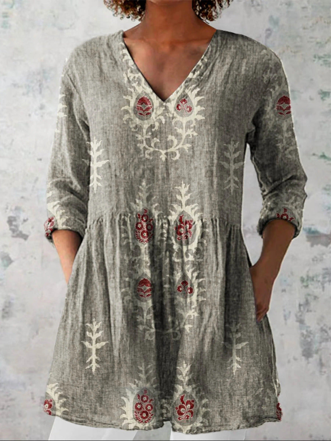 Celia | Long Blouse with V-Neck