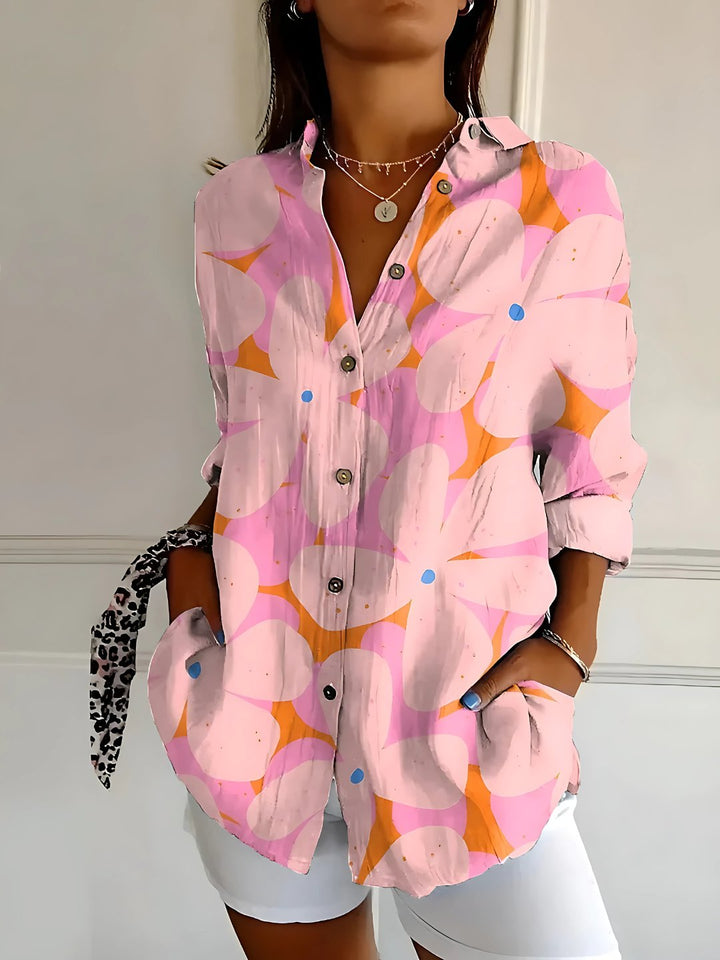 Nerida | Floral Wave Cotton Blouse