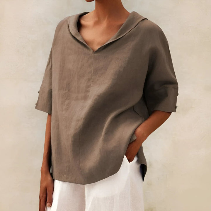Novella | V-Neck Casual Linen Shirt