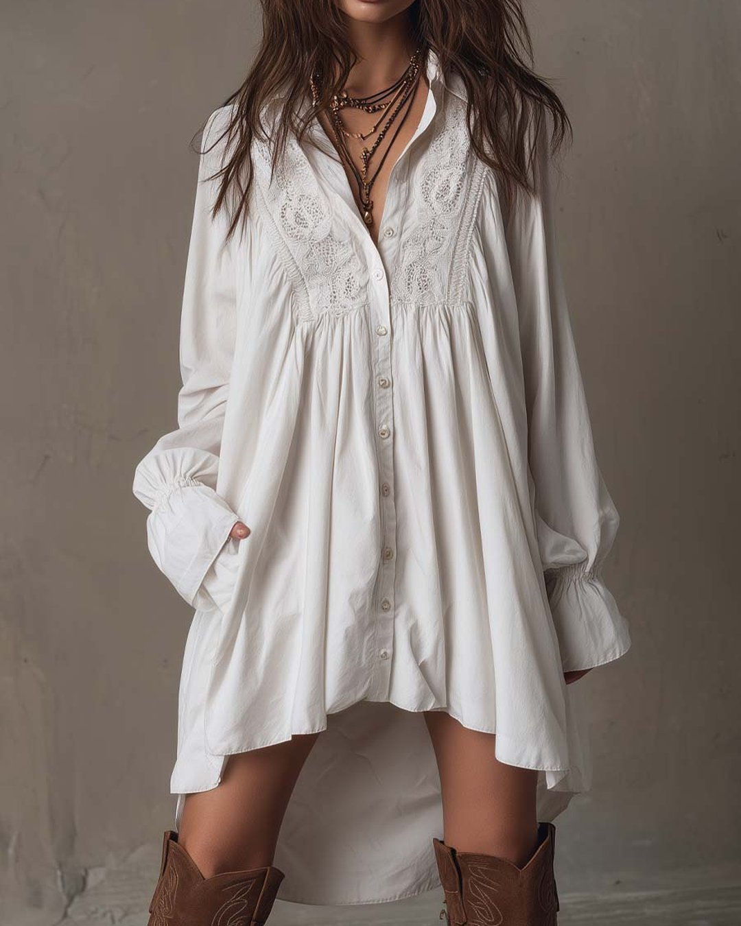 Dorina | Lace Shirt Mini Dress