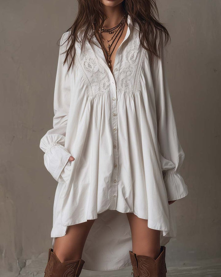 Dorina | Lace Shirt Mini Dress