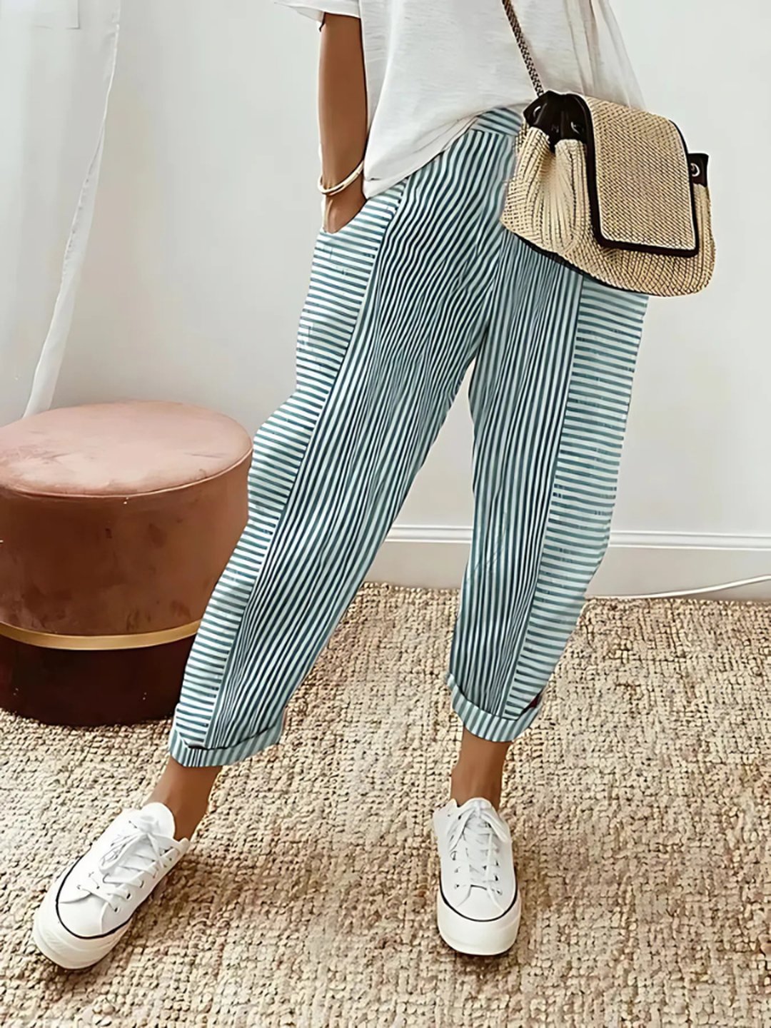 Hortensia | Striped Cotton Pants
