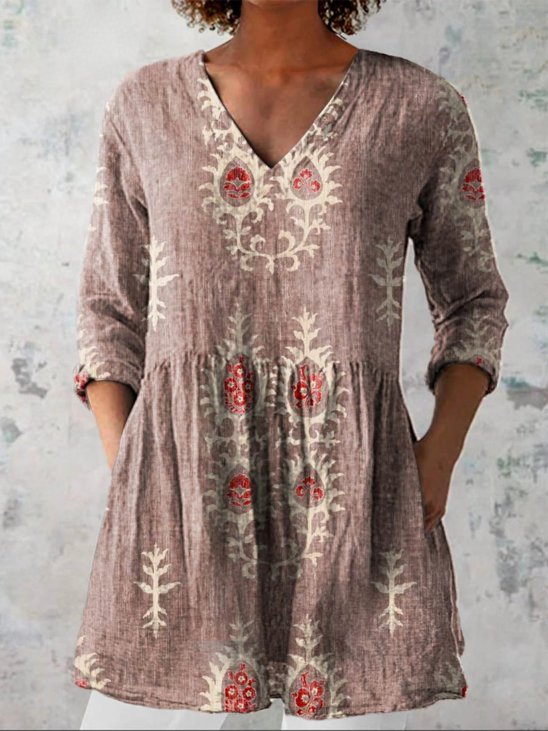 Celia | Long Blouse with V-Neck