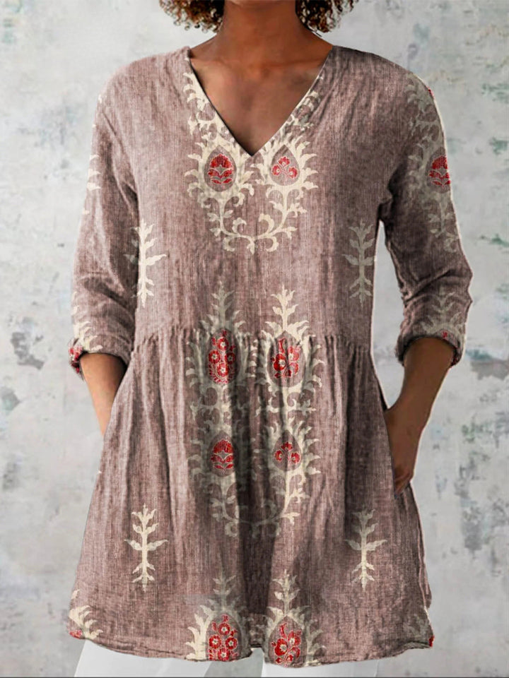 Celia | Long Blouse with V-Neck