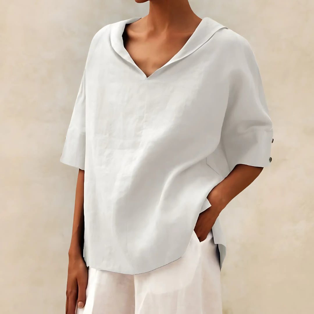 Novella | V-Neck Casual Linen Shirt