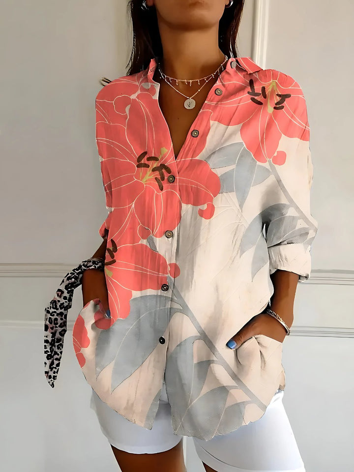 Nerida | Floral Wave Cotton Blouse