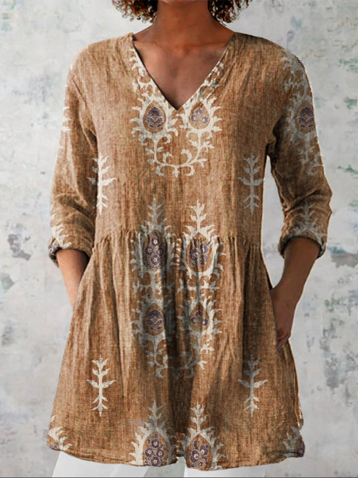 Celia | Long Blouse with V-Neck