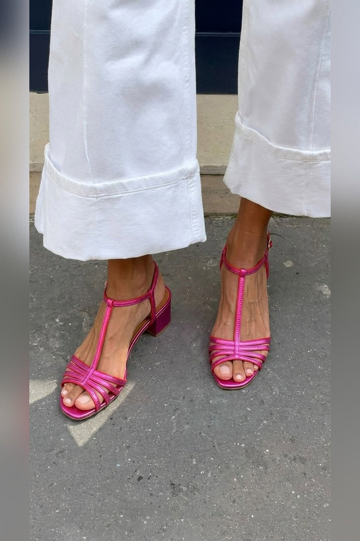 Lenore | Metallic Heeled Sandals