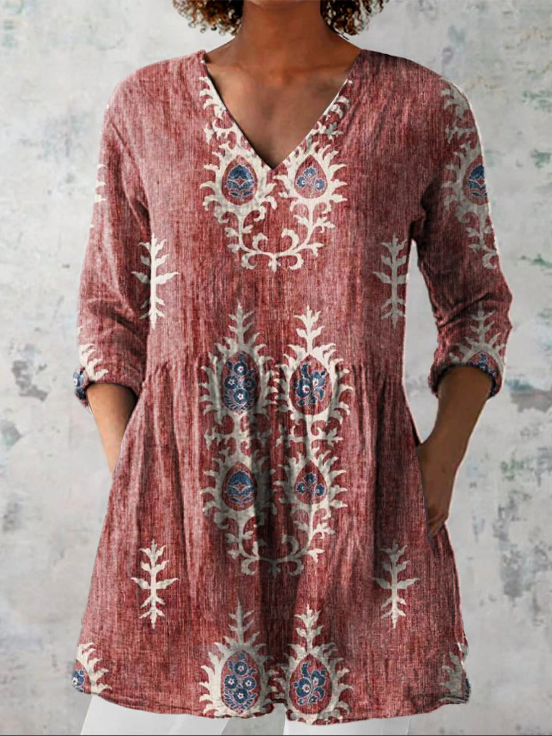 Celia | Long Blouse with V-Neck