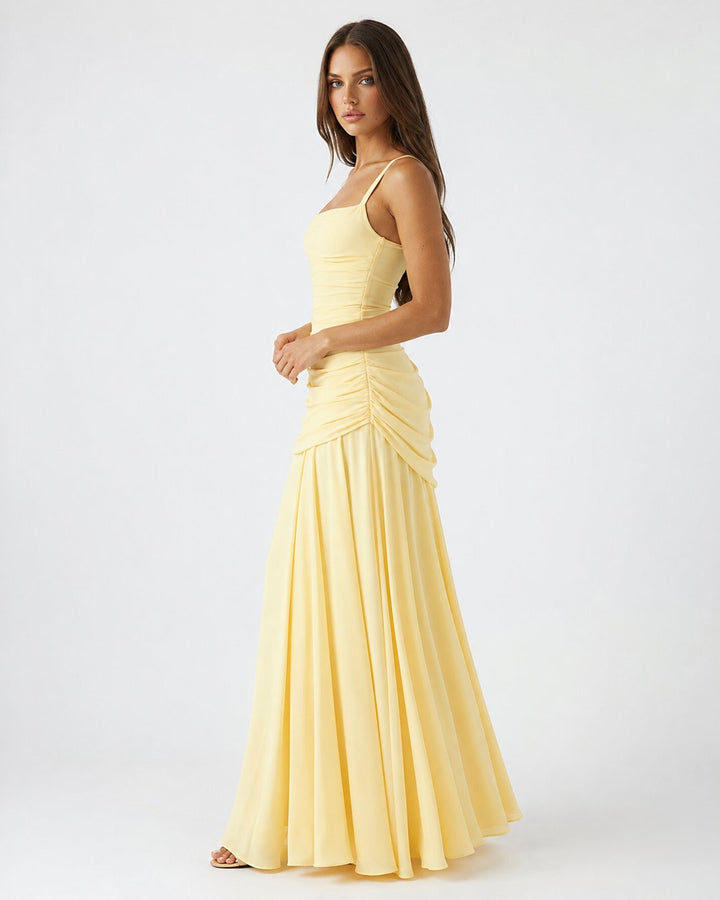 Phoebe | Maxi Dress With Ruched Square Neckline