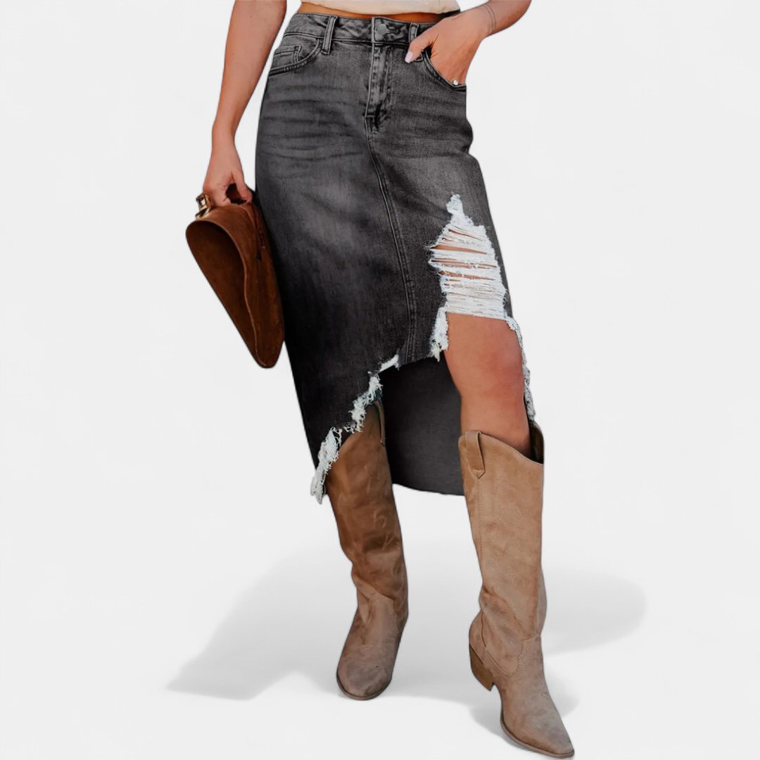 Staci | Relaxed High-Waist Denim Maxi Skirt