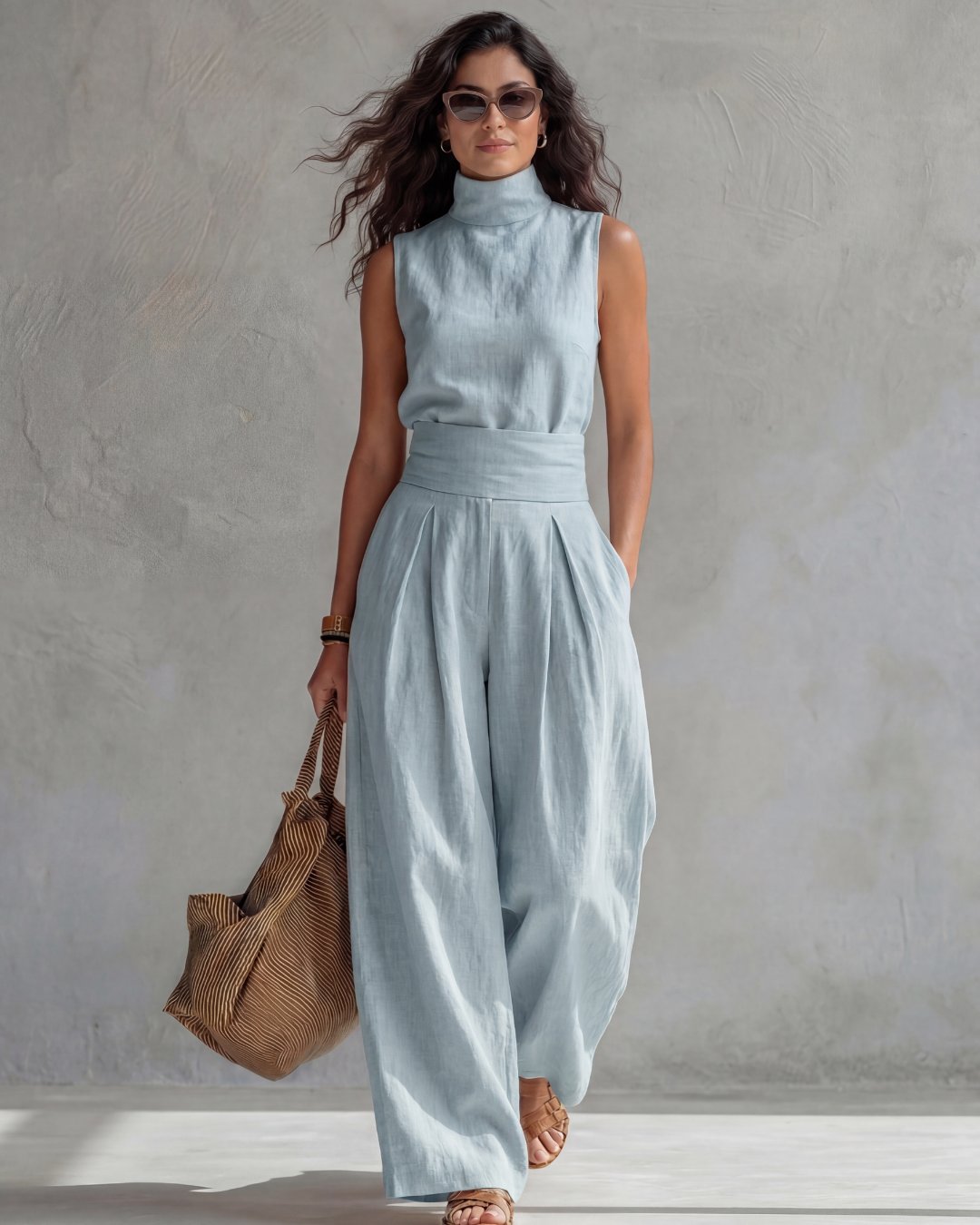 Viviette | Wide Leg Pants and Top Set
