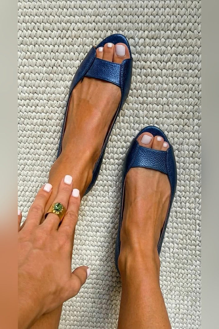 Alyson | Metallic Open Toe Flats