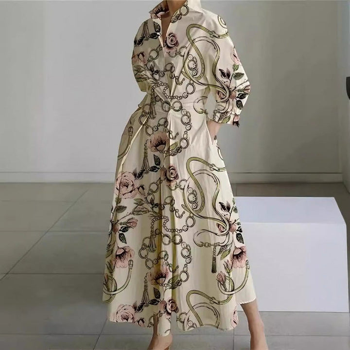 Oriel | Elegant Front Wrap Collared Maxi Dress