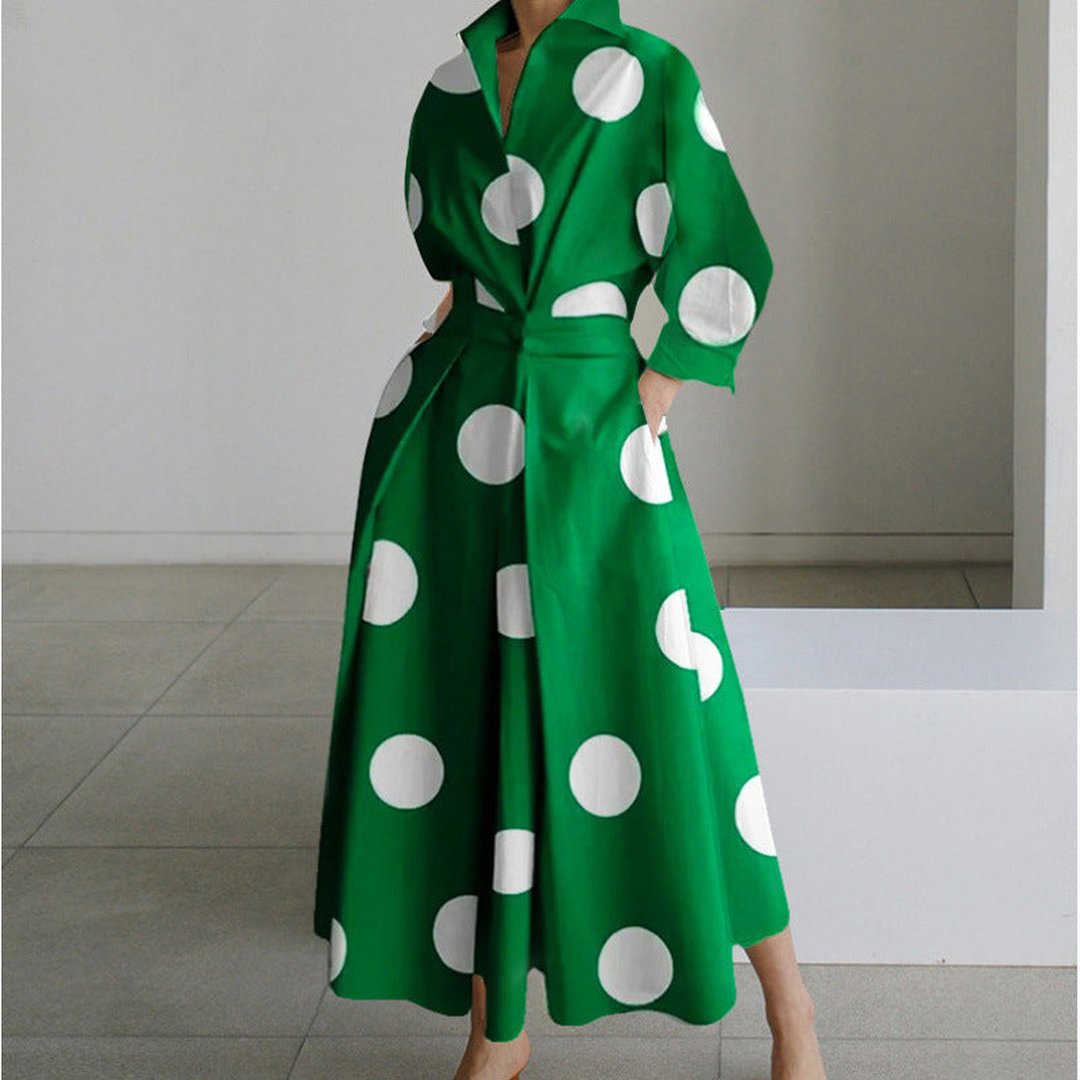 Oriel | Elegant Front Wrap Collared Maxi Dress