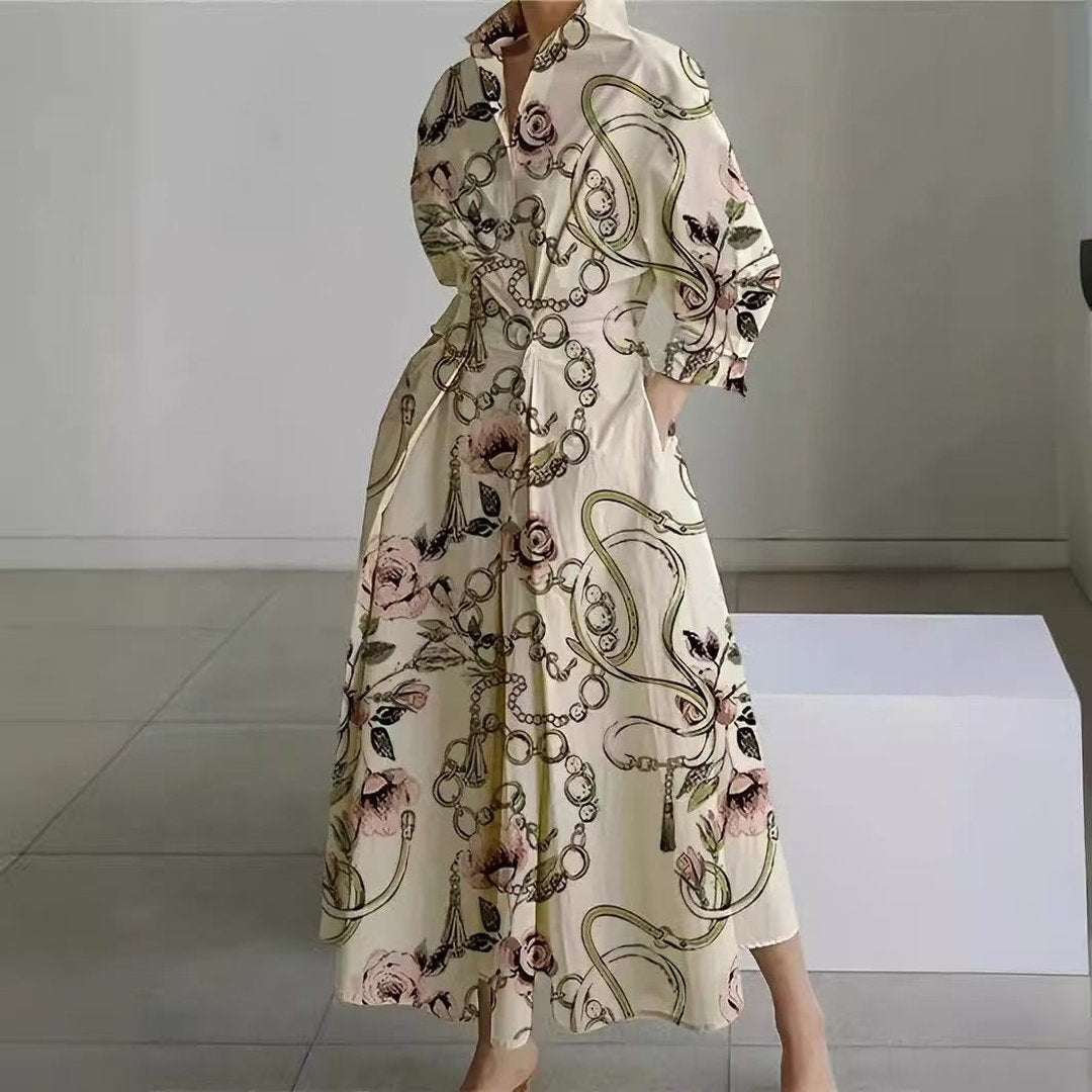 Oriel | Elegant Front Wrap Collared Maxi Dress