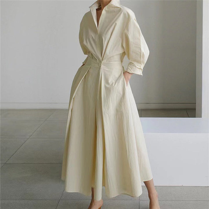 Oriel | Elegant Front Wrap Collared Maxi Dress