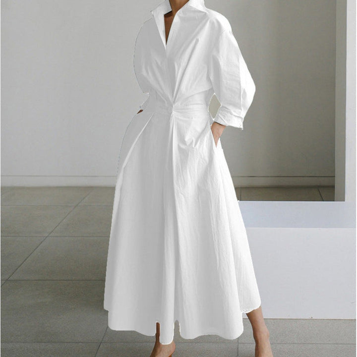 Oriel | Elegant Front Wrap Collared Maxi Dress