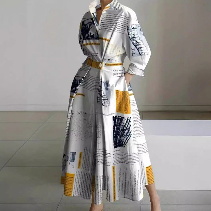 Oriel | Elegant Front Wrap Collared Maxi Dress