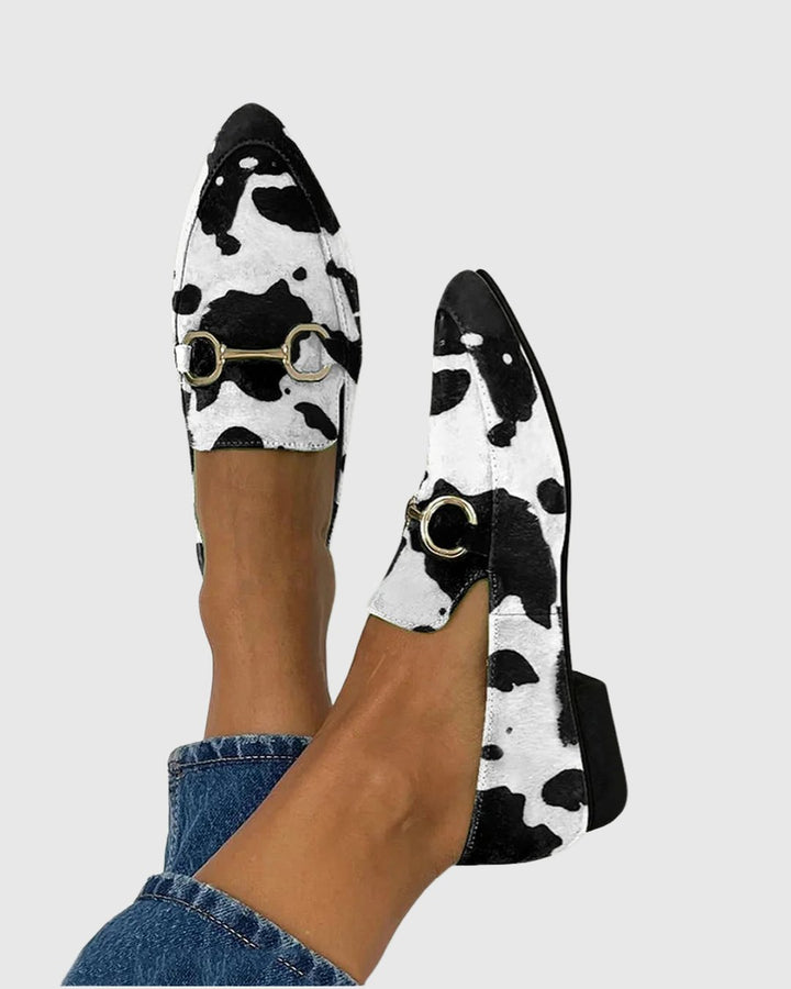 Rosalee | Printed Loafers with Buckle Detail