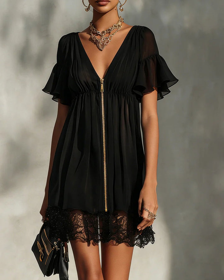 Téa | Zip-Front Lace Mini Dress