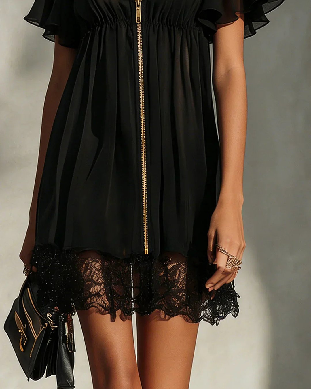 Téa | Zip-Front Lace Mini Dress