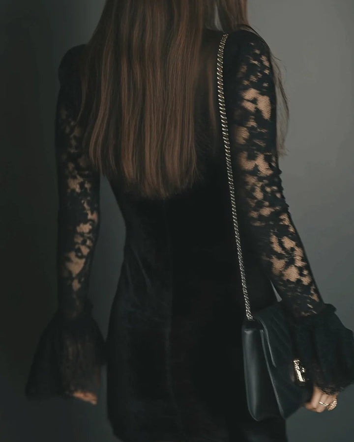 Kerryn | Velvet and Lace Mini Dress