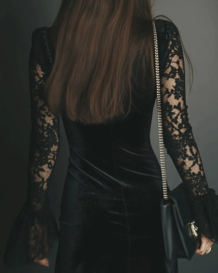 Kerryn | Velvet and Lace Mini Dress