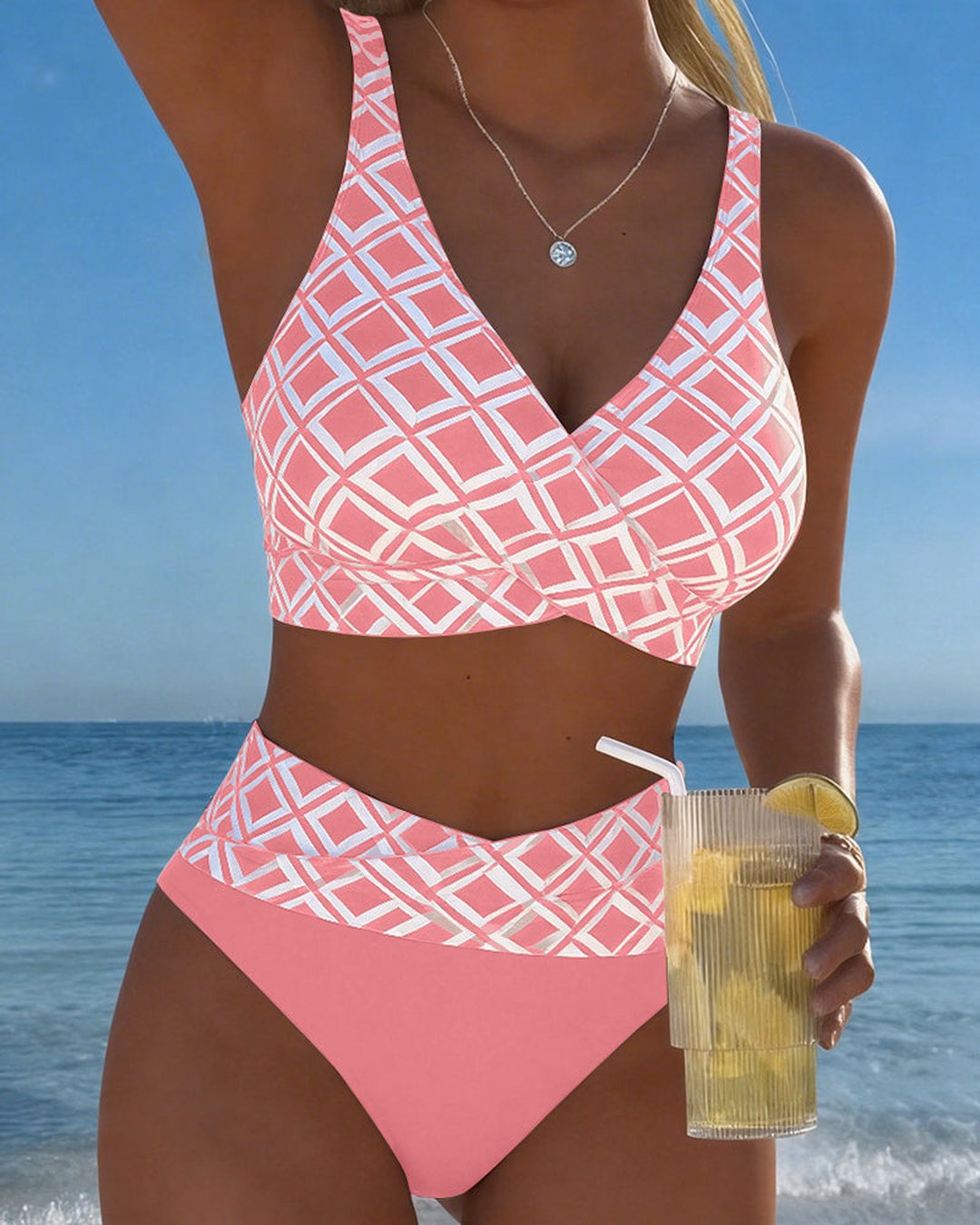 Marci | Checked Wire-Free High-Cut Bikini