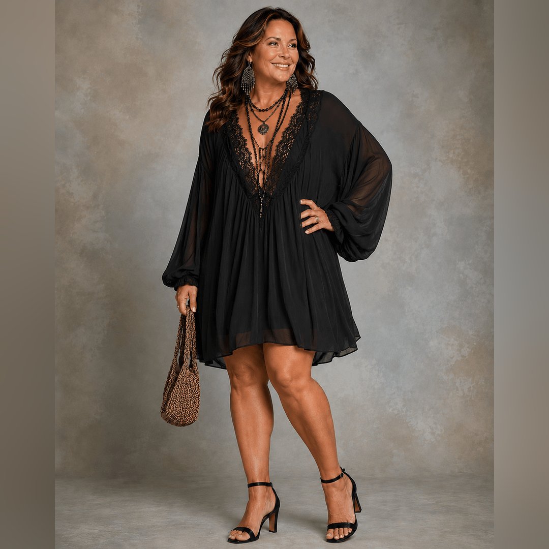 Donita | Black Chiffon Halter Mini Dress