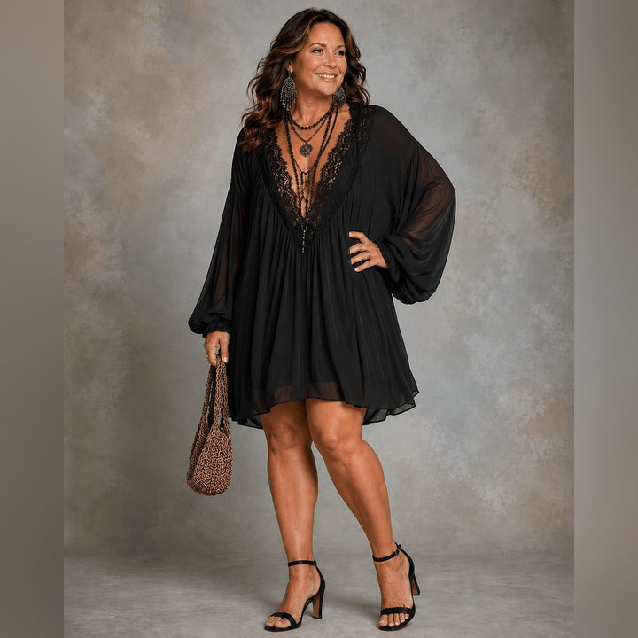 Donita | Black Chiffon Halter Mini Dress