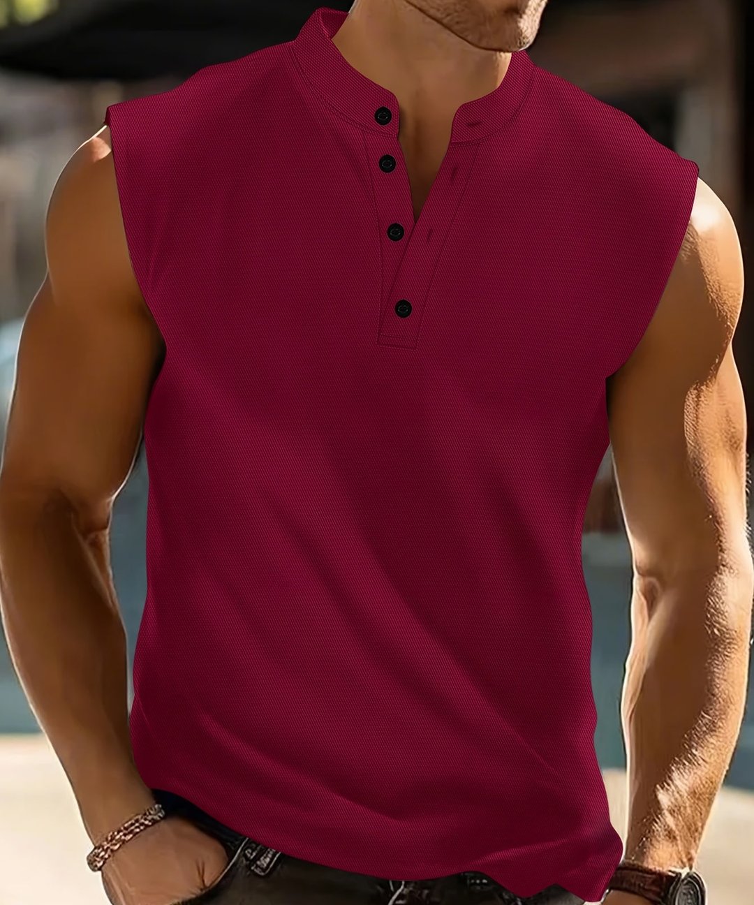 Glenn | Sleeveless Button-Up Shirt