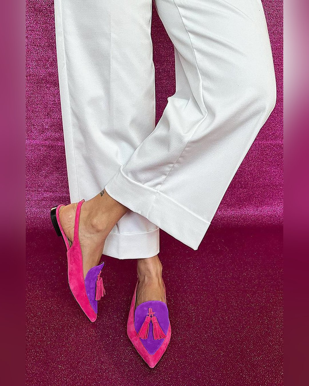 Valma | Fringe Ballet Flats With Ankle Strap