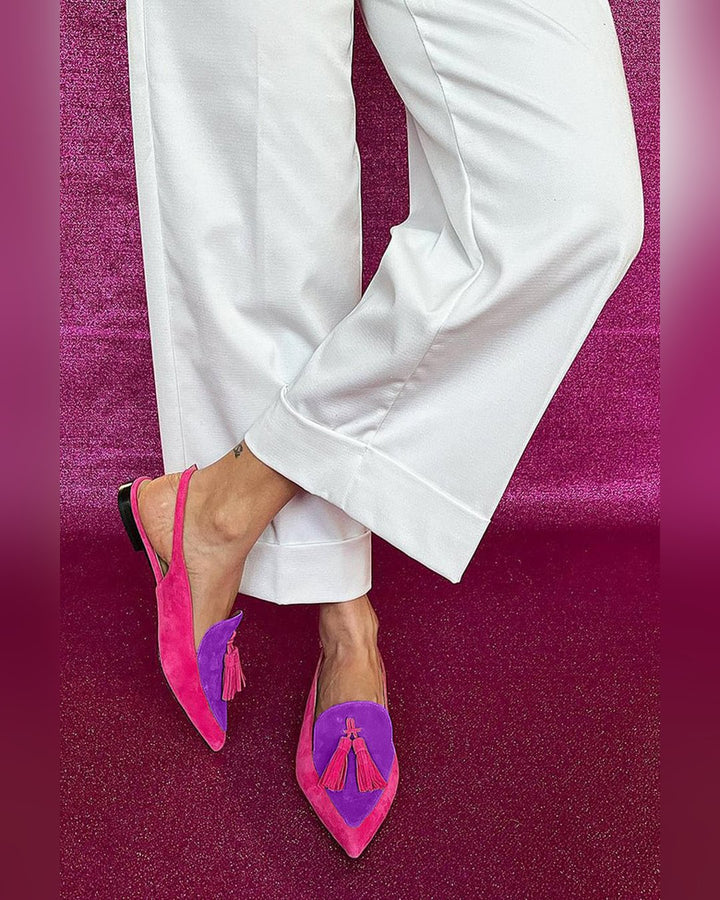 Valma | Fringe Ballet Flats With Ankle Strap