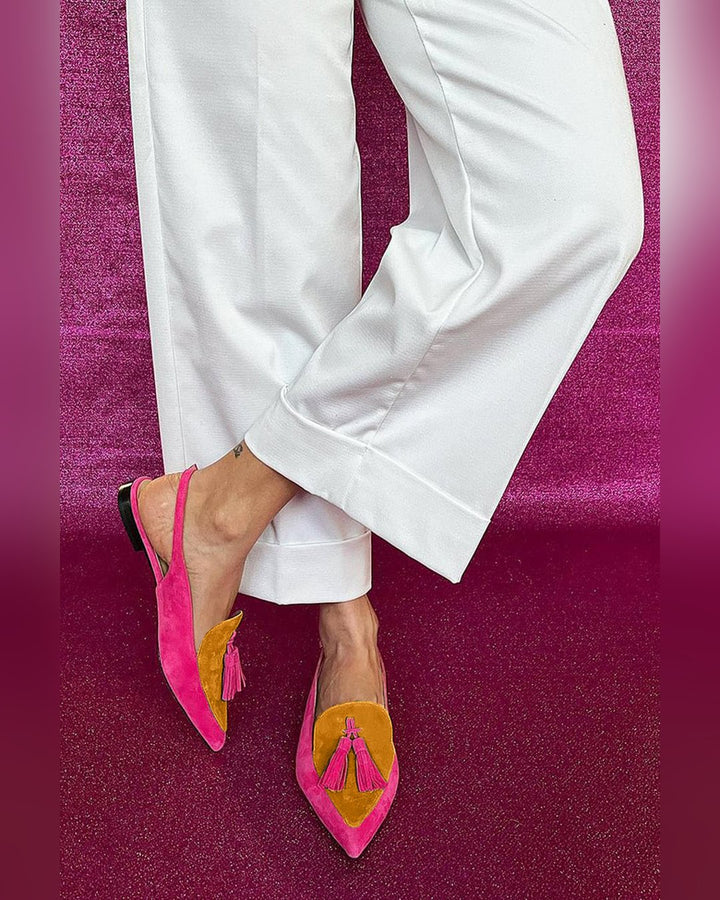 Valma | Fringe Ballet Flats With Ankle Strap